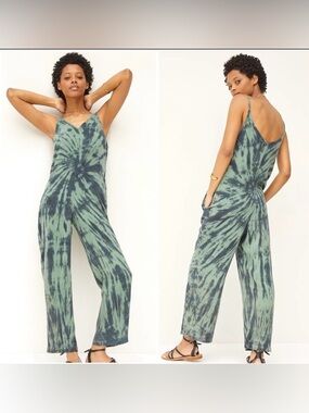 cloth & stone Green Tie-Dye Wide-Leg Jumpsuit